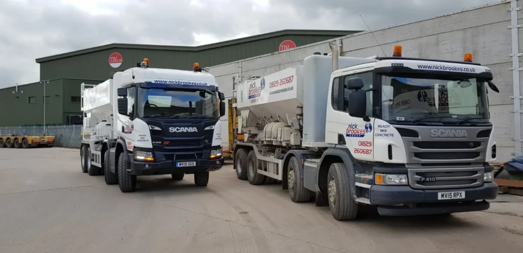 Nick Brookes Group Scania ready mix concrete trucks on site